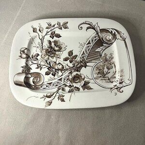 Ashworth Brothers Aesthetic Period Brown Transferware Melrose Birds Platter